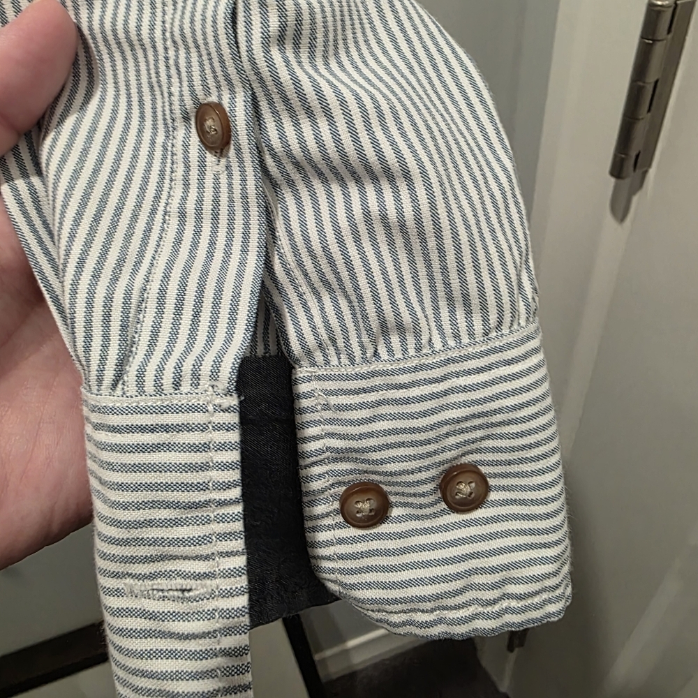 PD&C Men’s Blue White Striped Anchor Button Down Shirt Small Nautical - Picture 7 of 12
